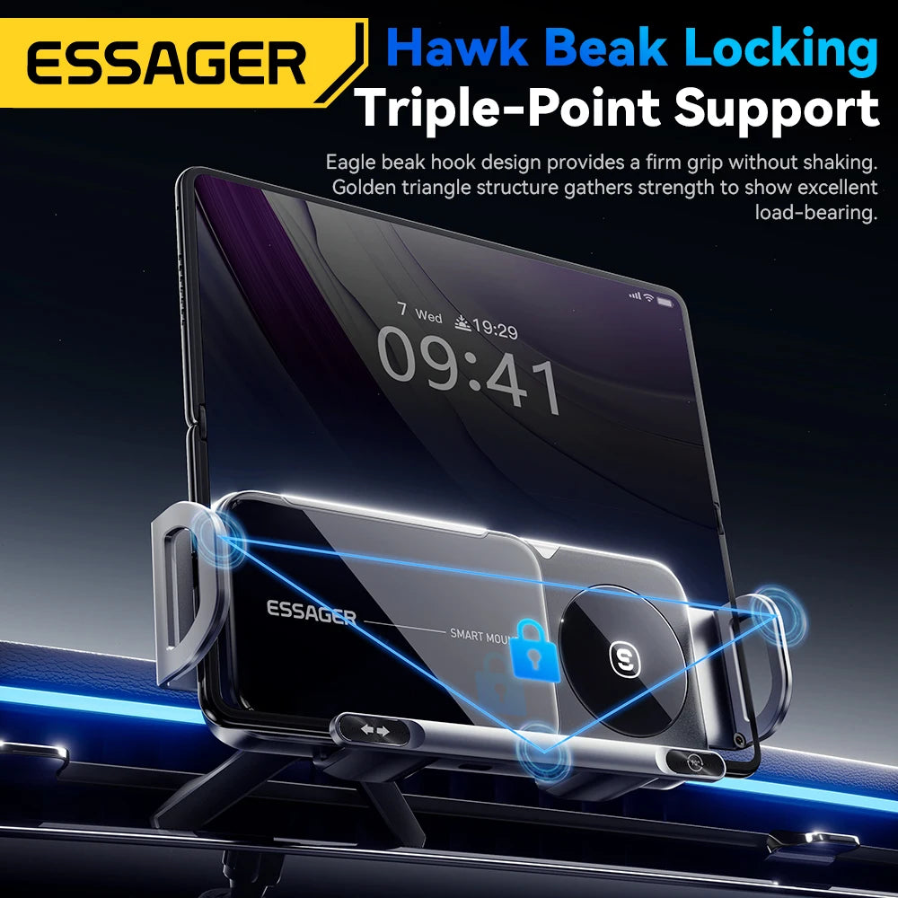 Essager 15W Car Wireless Charger Dual Coil One-Touch Rotatable Car Phone Holder For Samsung Galaxy Z Fold6 5 4 Flip 6 5 4 iPhone