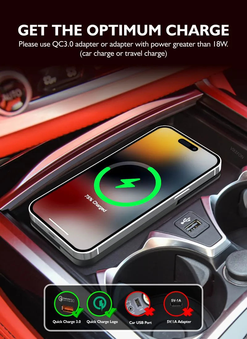 30W Fast Car Wireless Charger Pad for iPhone 15 14 13 12 Samsung Huawei AirPods Phone Non-slip Quick Car Wireless Charging Stand