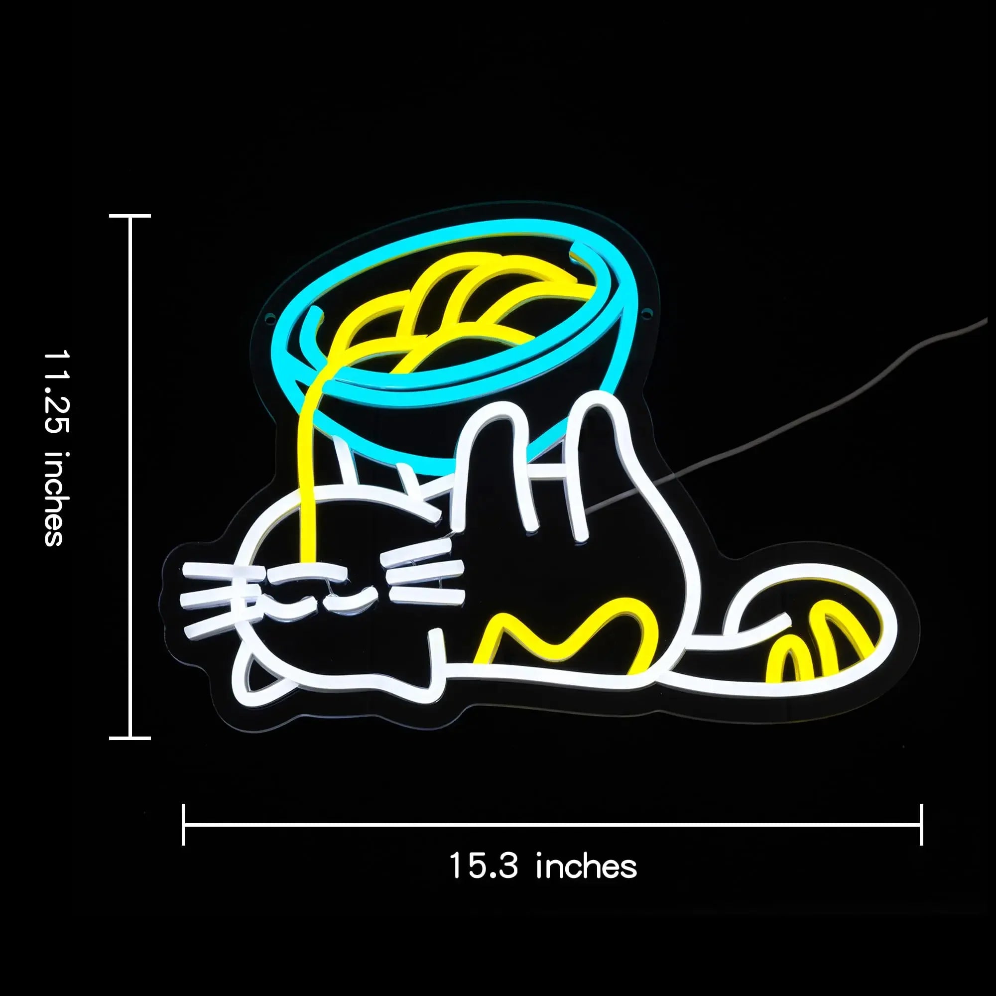 Ramen Cat Neon Sign, Bright LED for Restaurant and Cafe Decor, Japanese Kitchen Wall Art, Cat Lover Gift, Party Decoration