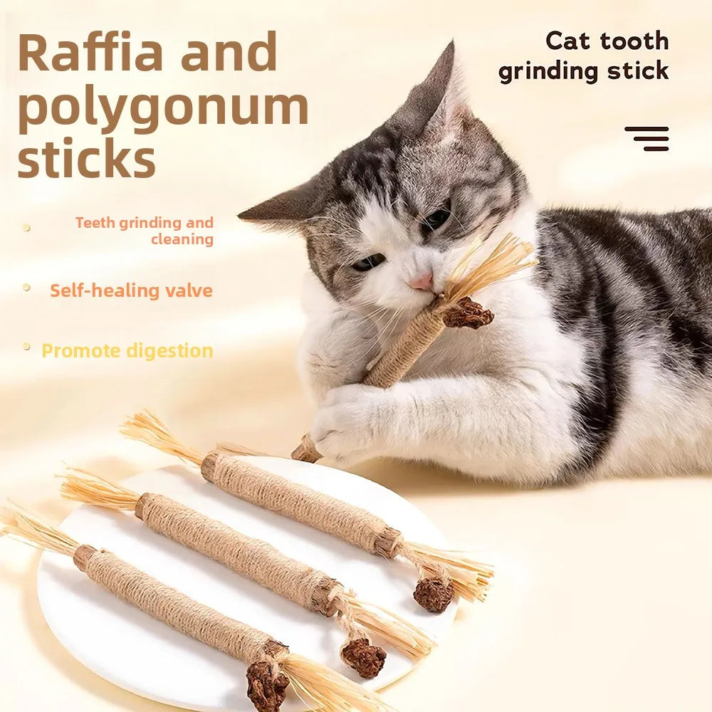 Stick Cat Toys Teeth Cleaning Wood Raffia Sisal Relax Toy Accessories Cat Sticks Self Entertainment Pet Supplies Pet Cat Toy