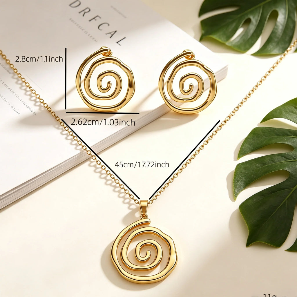 1Set Hollow Monstera Leaf 2Pcs Jewelry Set, Tropical Leaf Necklace Stud Earrings For Women Beach Vacation Wear