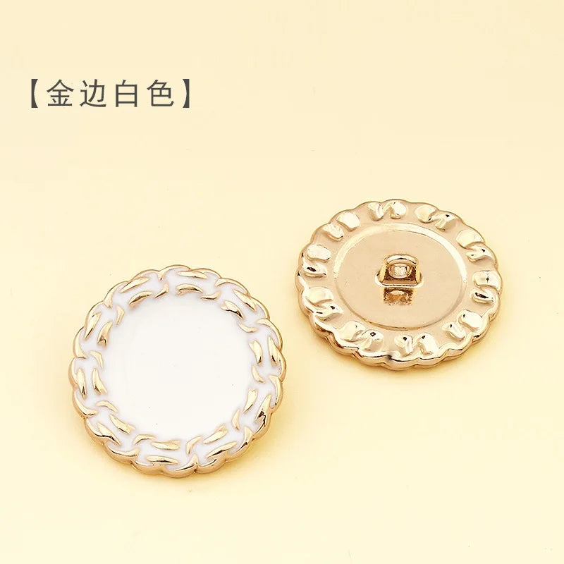 10PCS High-end buckle tweed coat suit suit pyjamas white black exquisite fashion decorative top coat button accessories