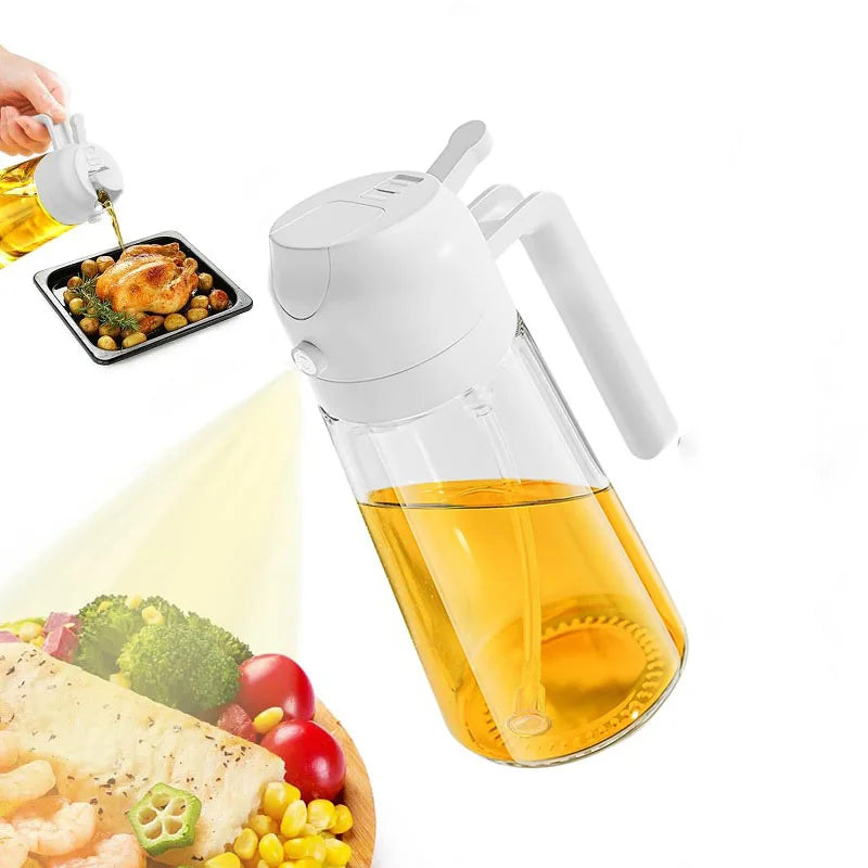 2 in1 Oil Spray Bottle For Kitchen Barbecue Cooking Olive Oil Dispenser Oil Jar Baking Vinegar Soy Sauce Spray Container Plastic