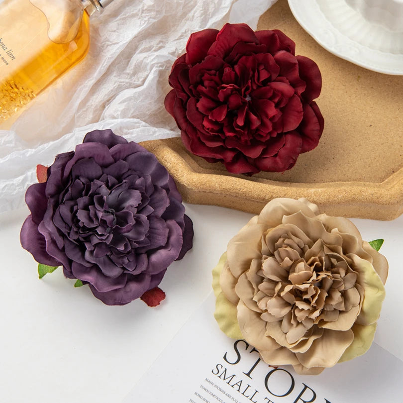 5/10Pcs Silk Dahlias Artificial Flower Home Decor Wedding Diy Rose Arch Christmas Garland Material Fake Peony Bridal Accessories