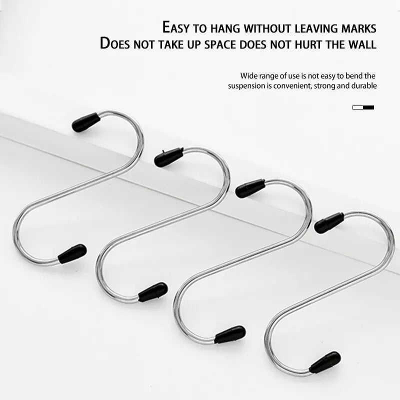 S Shaped Hooks Multifunctional Stainless Steel Hanging Hook Hanger For Kitchen Bar Bathroom Bedroom Storage Tool