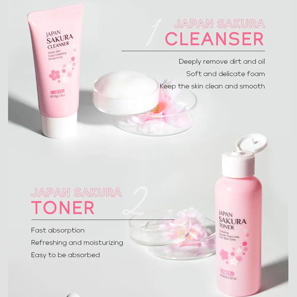6PCs Sakura Skin Care Sets & Kits With Cleanser,Serum,Eye Cream,Sunscreen Cream Beauty Products For Women Gift Sets Routine Kit