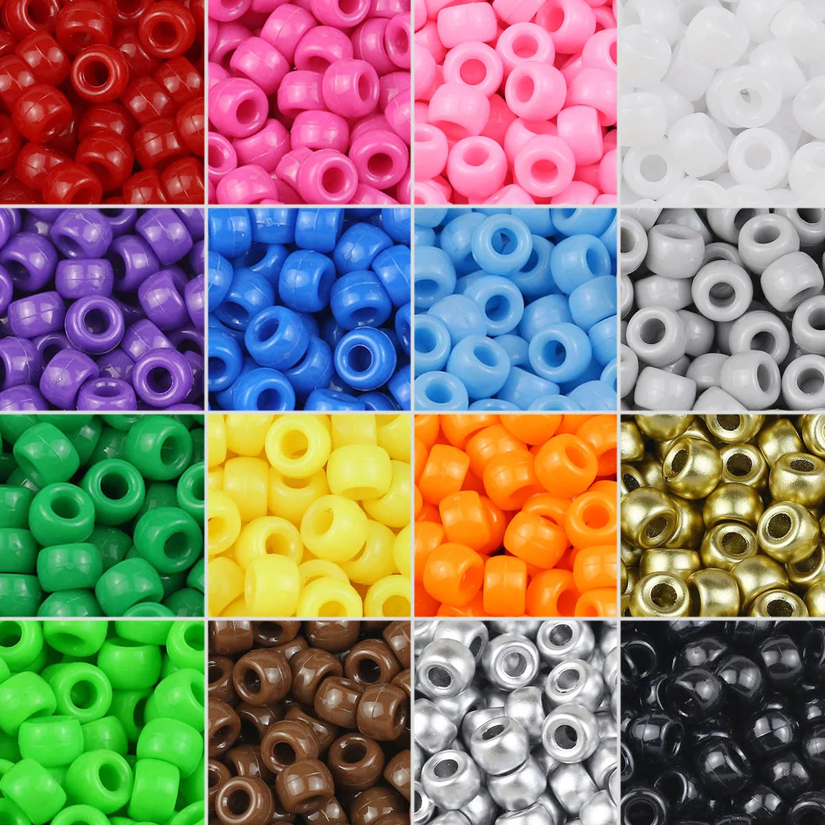 100/200/400pcs 6x9mm Solid Color Large Hole Pony Beads DIY