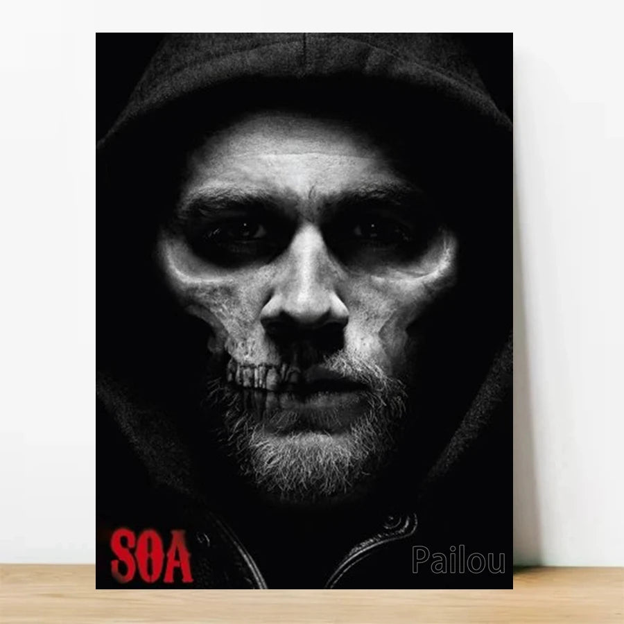 Son Of Anarchy 5D DIY Diamond Painting Full Round Drill Mosaic Death Skull Motorcycle Cross Stitch Handwork Home Decor