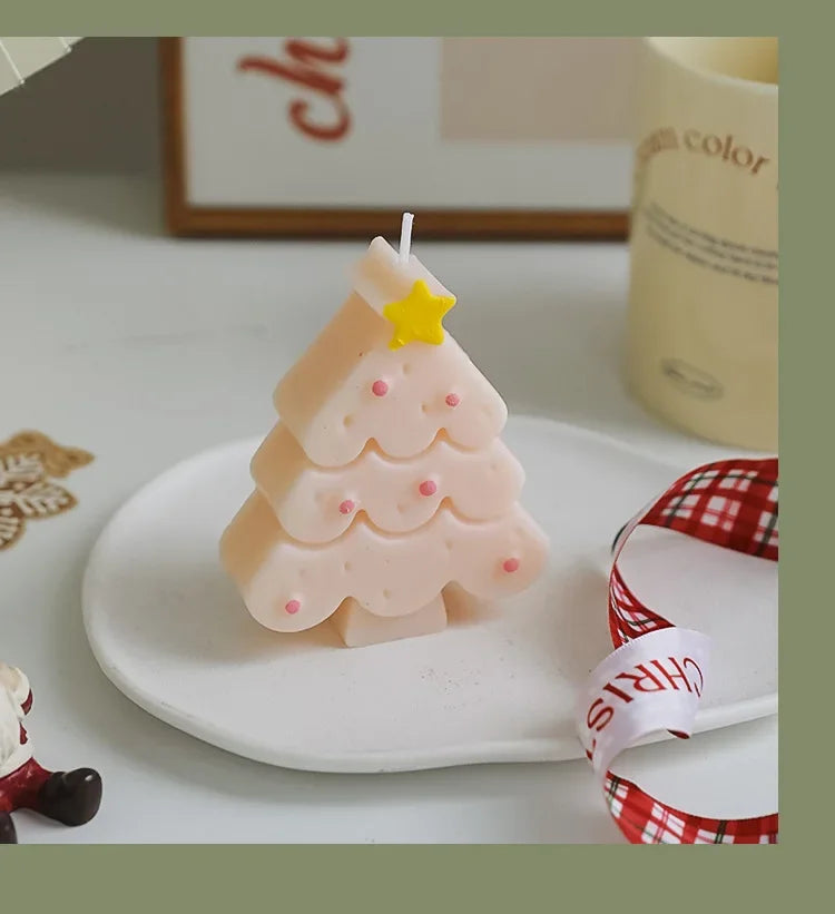 Christmas Scented Candle with Box Mini Christmas Tree Shape Fragrance Candle Home Decor Candle Gift for Friends Women Souvenir