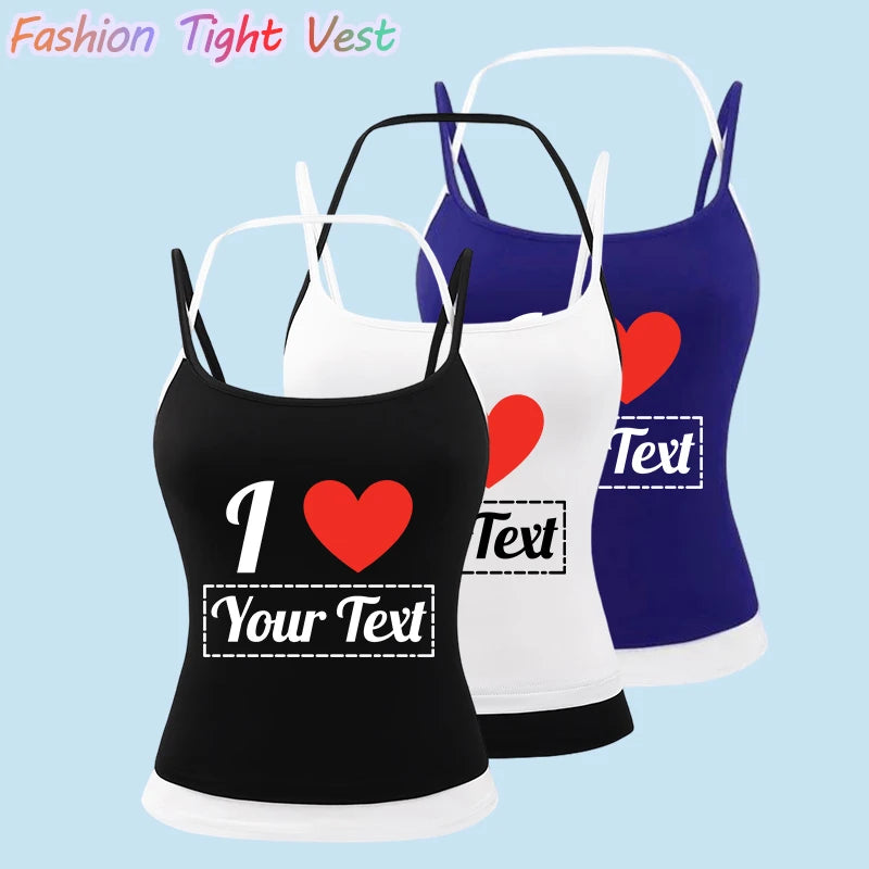 Womens Personalized Customized I Love Text Sexy Fashion Vest