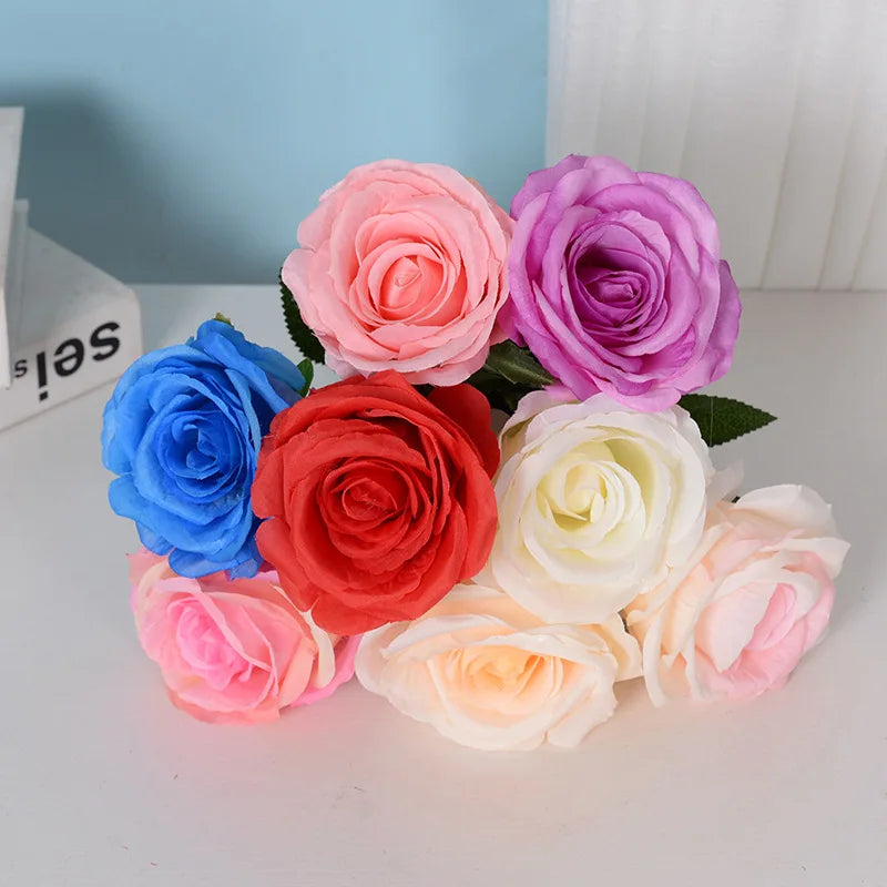 Simulated Single Rose Living Room Dining Table Decoration Artificial Flower Ornaments Wedding Decoration Home Decor