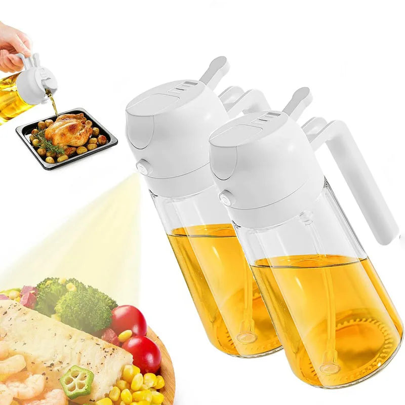 2 in1 Oil Spray Bottle For Kitchen Barbecue Cooking Olive Oil Dispenser Oil Jar Baking Vinegar Soy Sauce Spray Container Plastic
