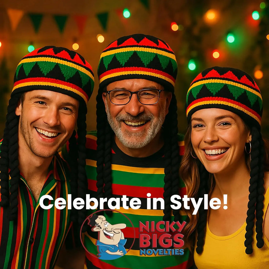 Unisex Dreadlocks Beanie Hat with Fake Braids Jamaican Rasta Reggae Cap Crochet Knitted Skull Cap for  Halloween Christmas Party