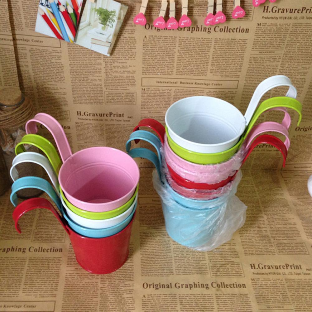 Hanging Flower Pot Natural Style Iron Metal Bucket Balcony Courtyard Home Decor Cafe Hook Wall Pot Flower Pot Garden Decoratiom