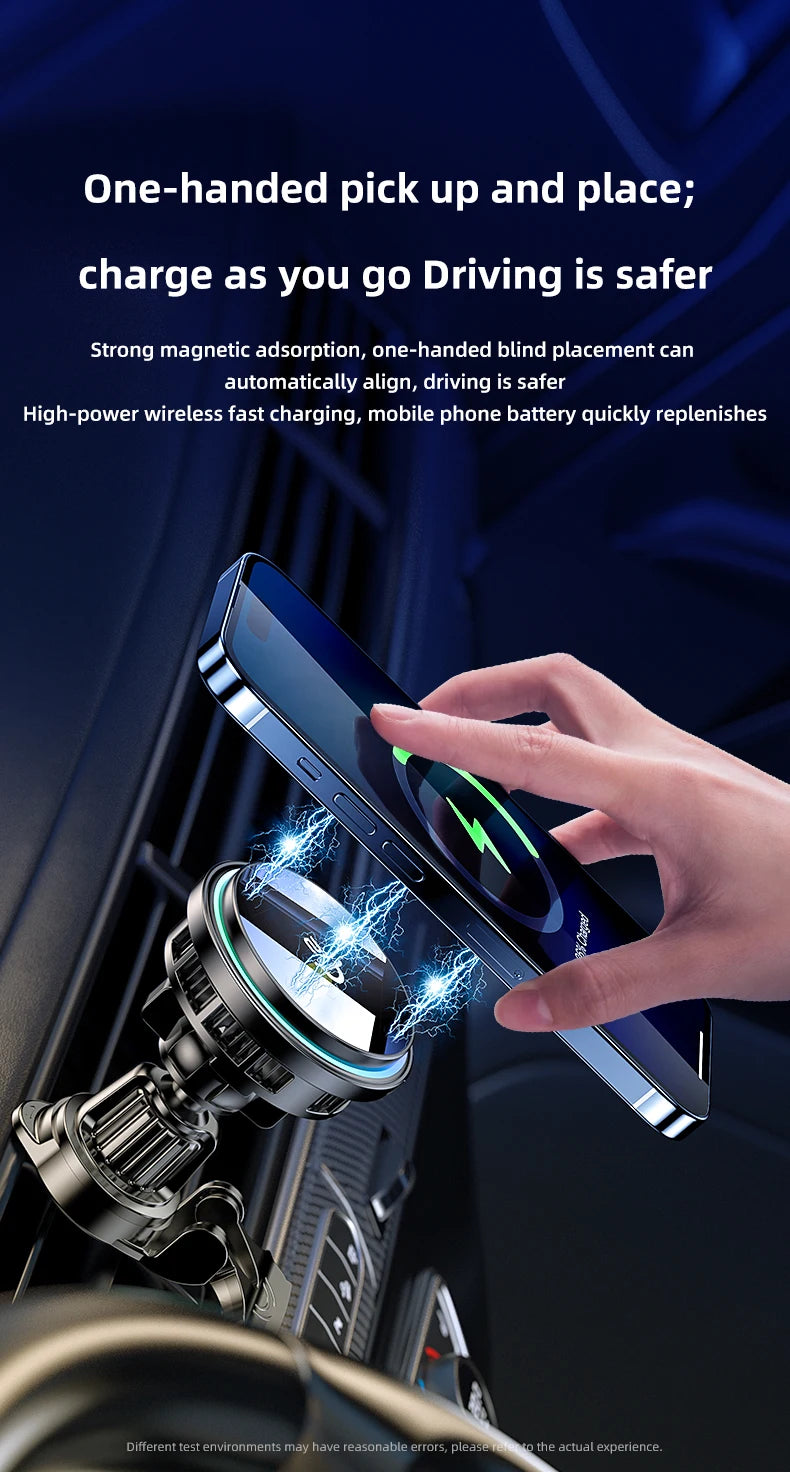 Tempered Glass 15W QI2 Wireless Charger ice Cooling Phone Holder For Magsafe iPhone 16~12 Magnet Cellphone Bracket Fast Charging