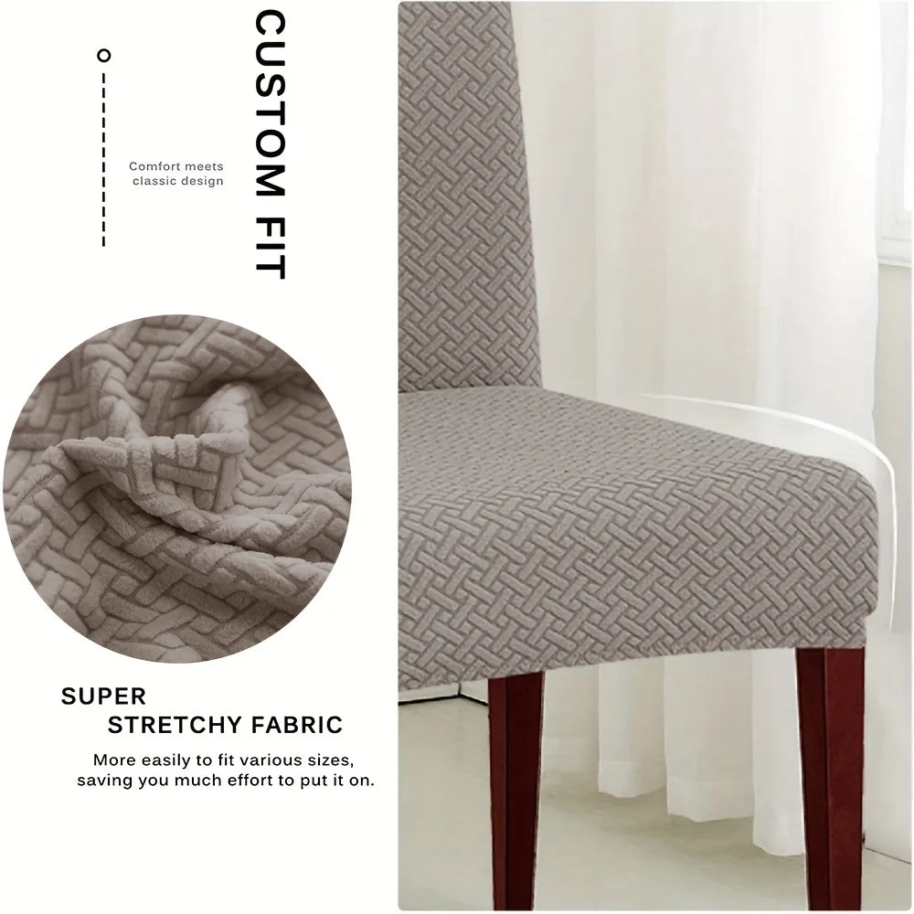 Elastic Dining Chair Cover Stretch Seat Slipcover Jacquard Spandex Protector Case for Kitchen Chair Seat Home Hotel Banquet