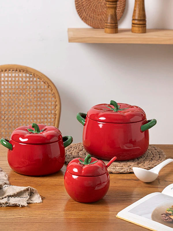Double-Eared Ceramic Soup Bowl with Lid for Home Use Instant Noodles Bowl Lychee Noodles Special Utensils Student Dormitory