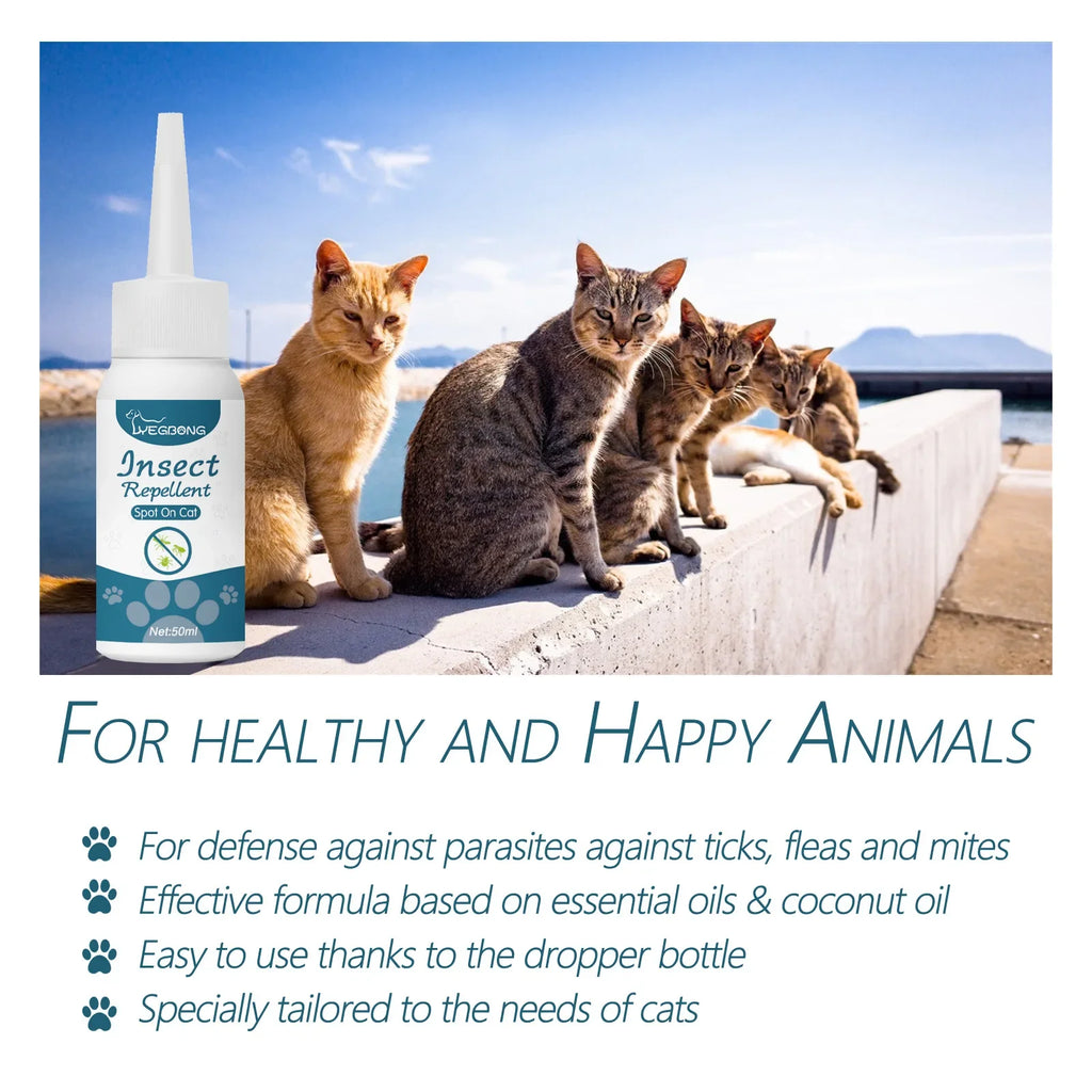 Pet Fleas Killer Drops Lice Mite Removal  Insect Repellent for Cats and Dogs, Skin Cleaning in Vitro Pet Anti Tick Drops Agent