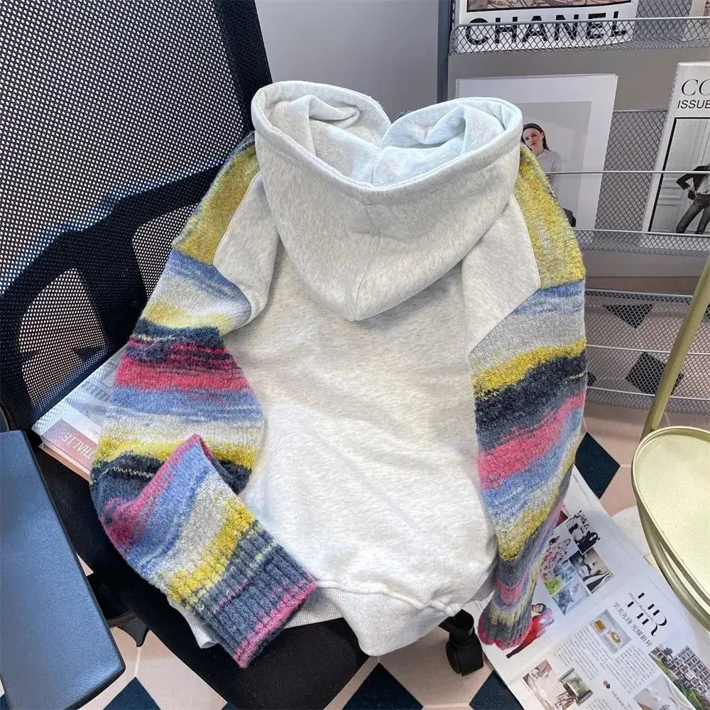 Rhinestone Hooded Sweatshirt for Women Graphic Woman Tops Glitter Baggy Loose Sequin 2025 Trend Hoodies Korean Fashion Novelty M