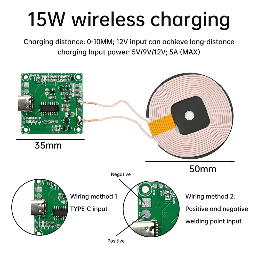 5W/10W/15W Adaptive Wireless Charging Module DIY Fast Charger Type-C Interface DIY Wireless Charger For Phone Electronic Devices