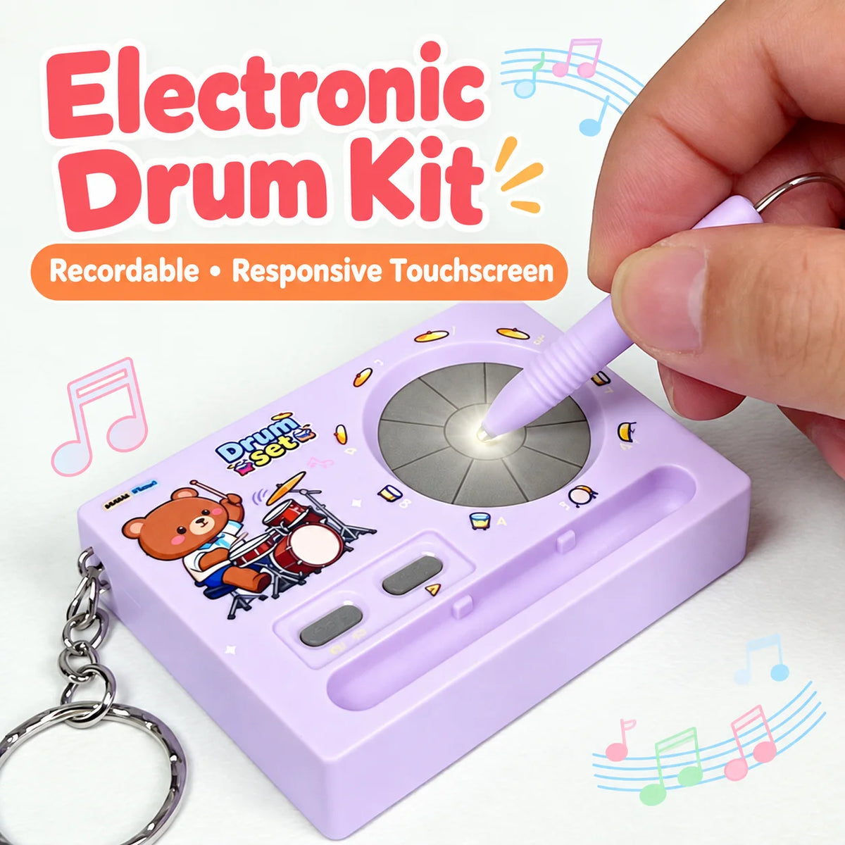 Mini Electronic Drum &amp; Piano Music Keychain
