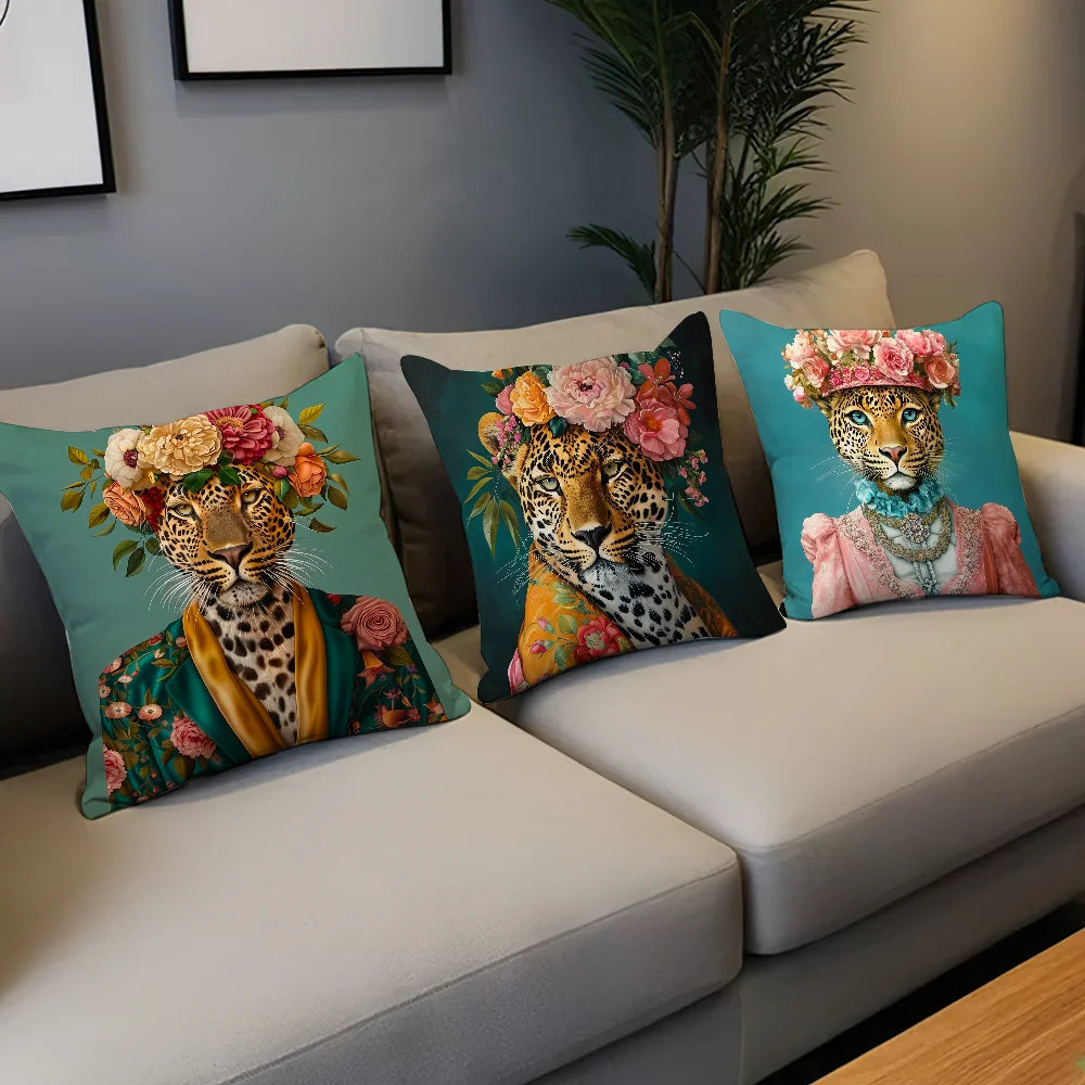 Comfortable soft Fashion Pillow Case Wreath for Leopard Sofa Living Room Home office Decor Portrait goat With Europe and Protect