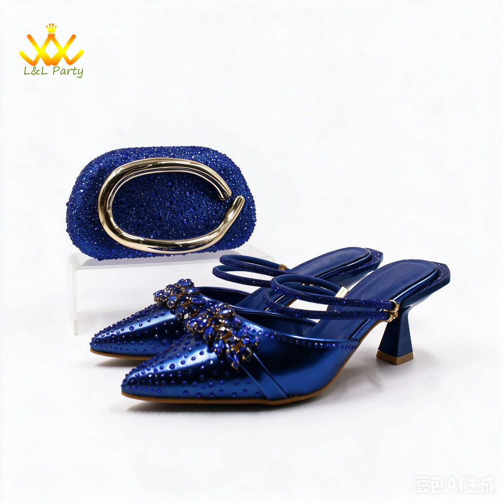Autumn New Arrivals Royal Blue Color Shoes and Bag