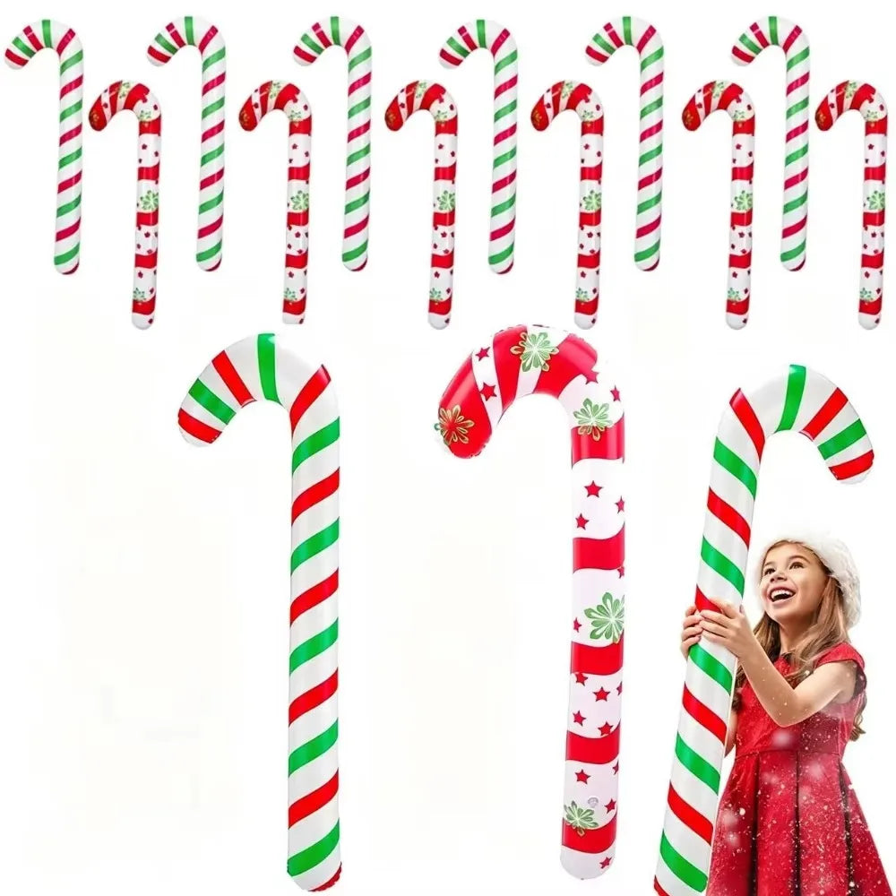 2PCS Inflatable Christmas Candy Cane Stick Balloons Merry  Decorations For Home Xmas Navidad Natal Gifts New Year