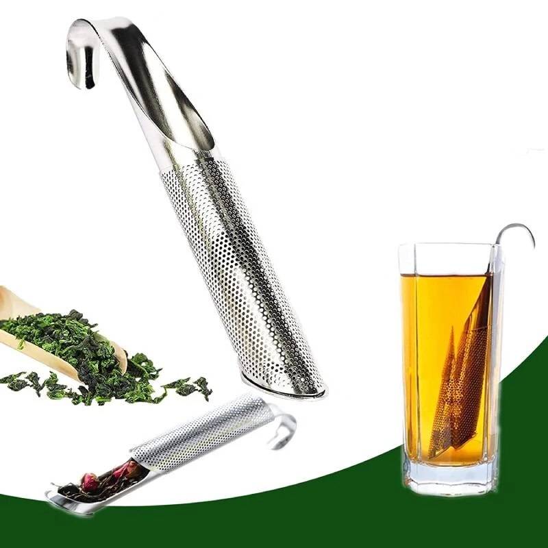 Tea Infuser Stainless Steel Stick Pipe Tea Steeper Strainer Mesh Tea Maker for Loose Tea Leaf Herbs Spice Single Cup Brewer Mugs