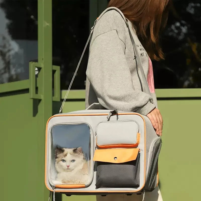 cat bag Cats Backpack transporter for cats Double shoulder pet backpack, crossbody bag,15KG can withstand weight,large space