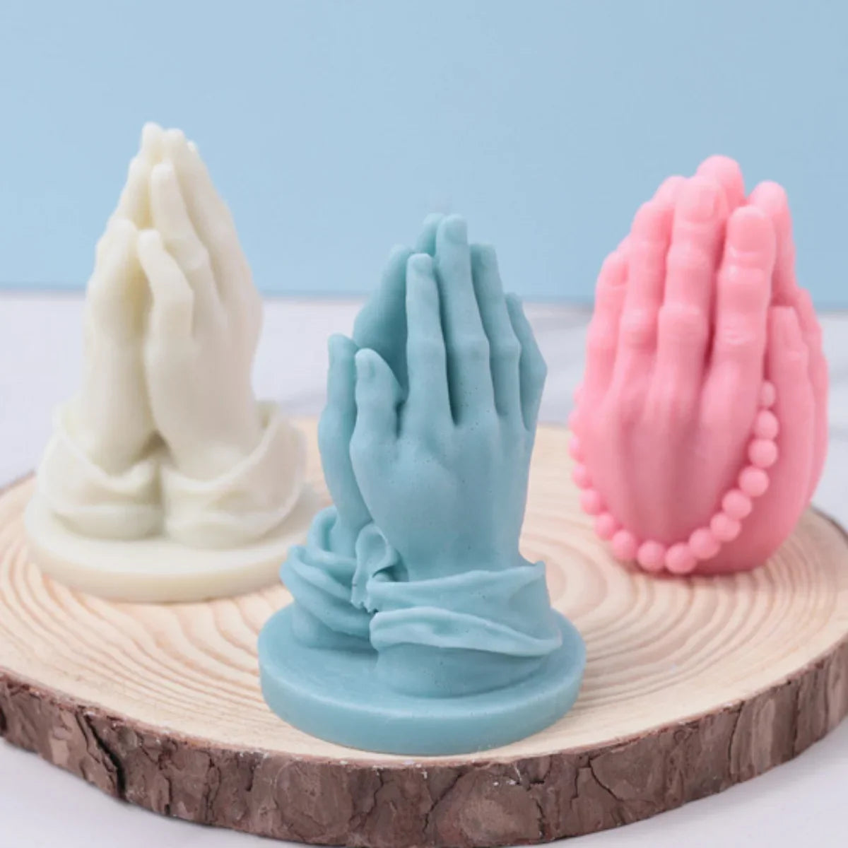 Folded Prayer Gesture Silicone Candle Mold Buddha Beads Hand Plaster Soap Resin Mould DIY Chocolate Cake Making Home Decor Gift