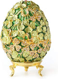 Hand-painted retro-style golden leaf Faberge eggs, with rich enamel and shiny rhinestone jewelry box (gold pink leaves), metalli