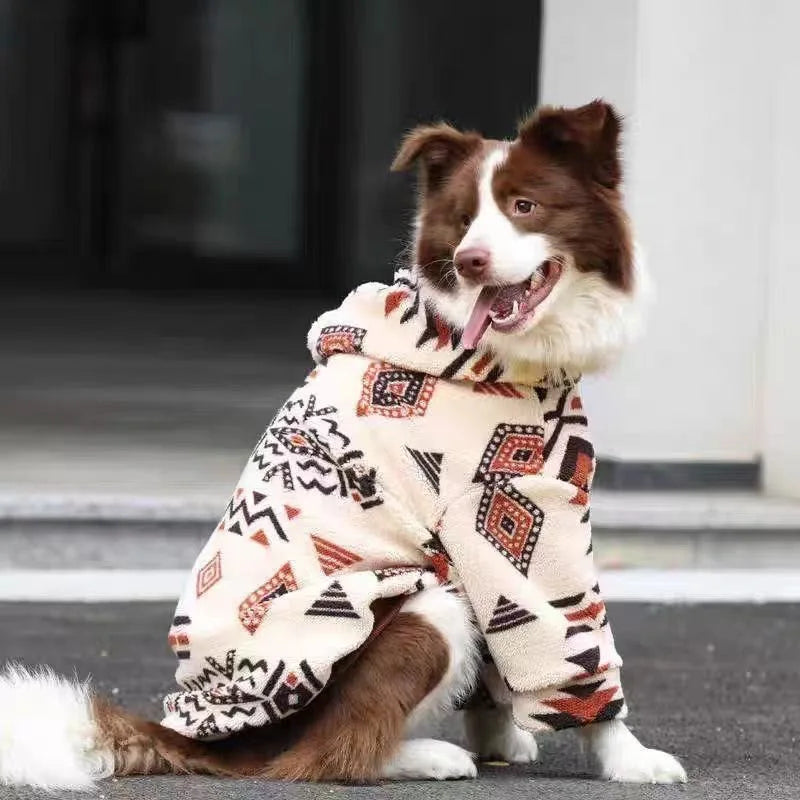 Hooded Dog Coat Winter Warm Thicken Hoodies for Medium Large Dogs, Cold Weather Pet Clothes thermal Sherpa Fleece Dog Sweatshirt