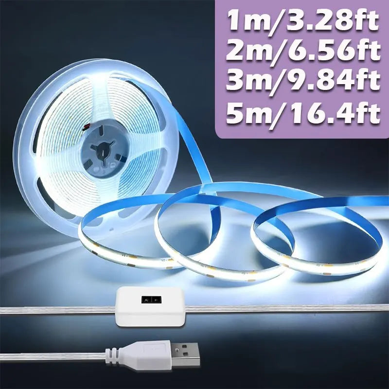 5V USB LED Strip Light COB Hand Sweep Sensor LED Lights COB Strip