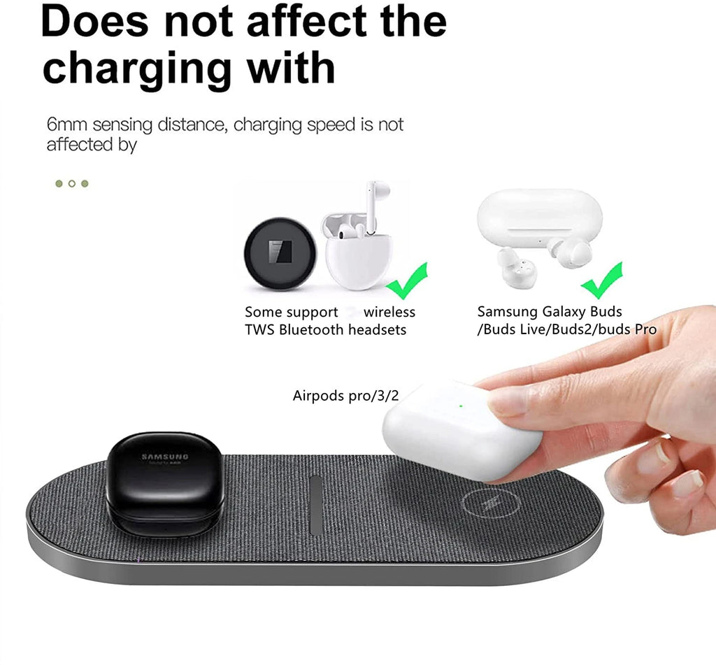 40W Fast Dual 2 in 1 Wireless Charger Pad for Airpods 3 Pro iPhone 8 X XS XR 11 12 13 14 15 Samsung S23 S22 Induction Charging