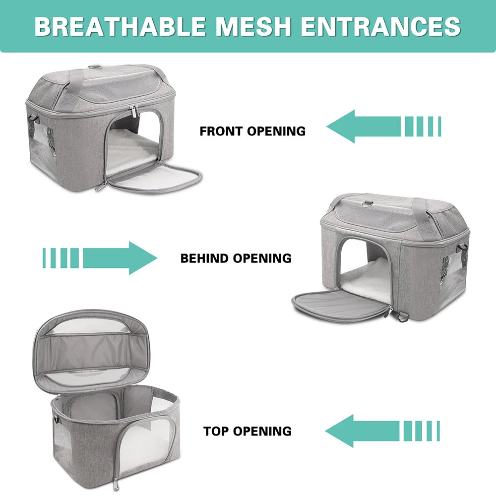 Pet Backpack Breathable Cat Carrier Bag Travel Airline Approved Transport Bag For Small Dogs and Cats