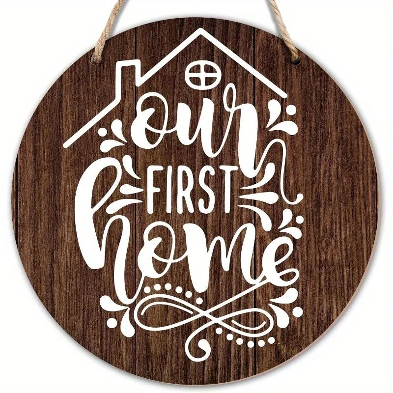 Vintage Home Is A Sweet Circular Wooden Sign Hanging, Suitable for Home, Living Room, Garden, Room, Porch Decoration, Gifts