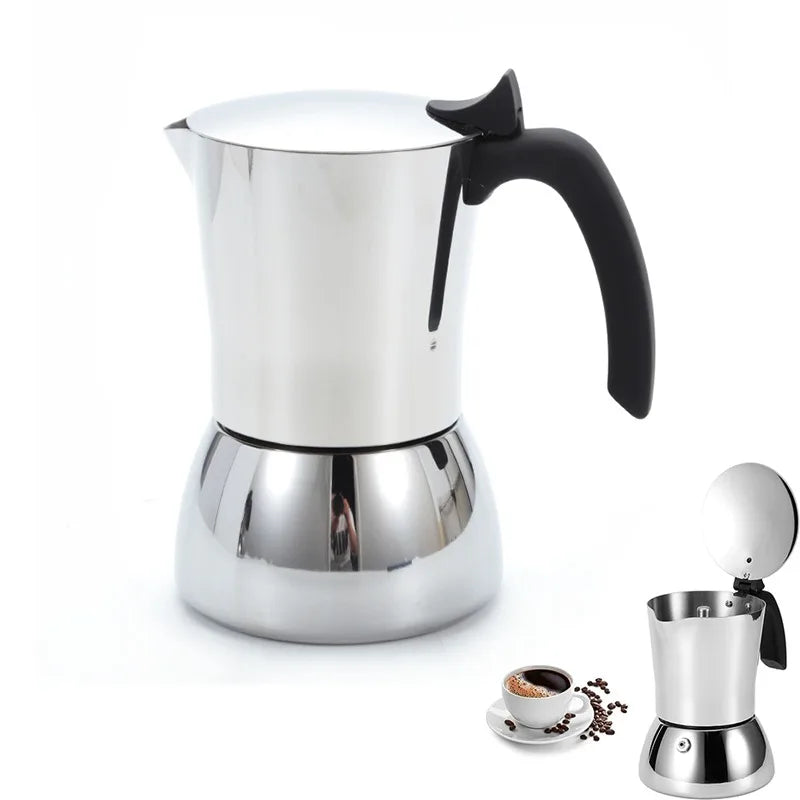 Stainless Steel Moka Pot Stovetop Espresso Maker Espresso Italian Coffee Percolator Make for Home Office Coffee Shop Camping Use
