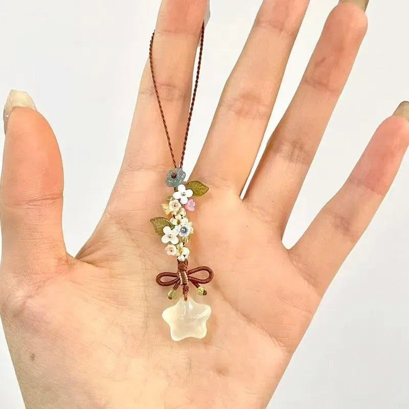 New Chinese Style Ice Transparent Star Flower Pendant Sweet and Cute Mobile Bag Pendant