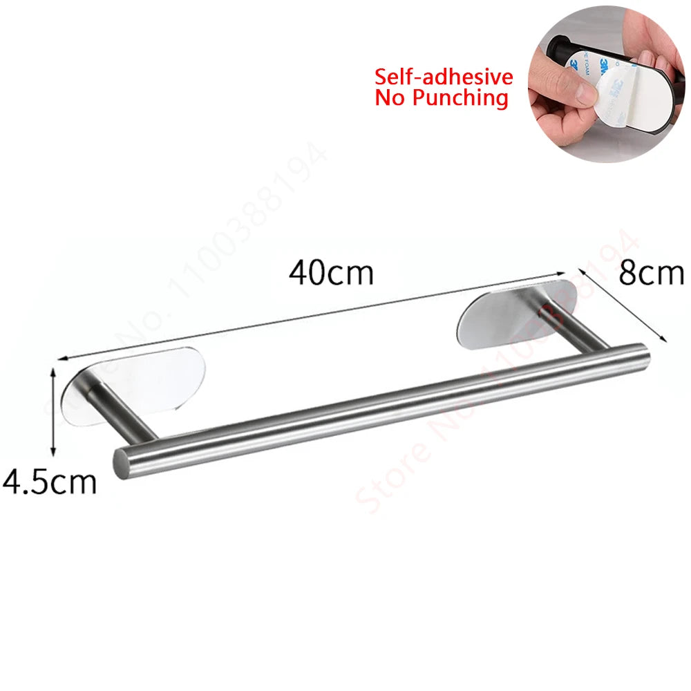 Hanging Paper Roll Towel Holder Bathroom Toilet Storage Stand Kitchen Organizer Napkin Rack Stainless Steel Adhesive Wall Mount