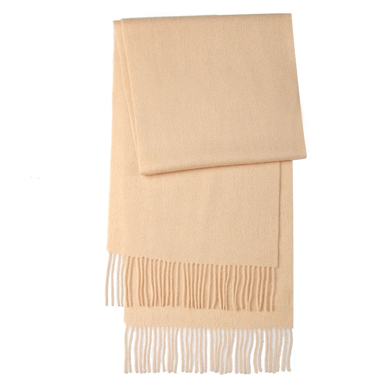 LONGMING 100% Merino Wool Knitted Shawl New Women Autumn Fashion Classic Plaid Solid Scarf Winter Warm Knottable Muffler for Man