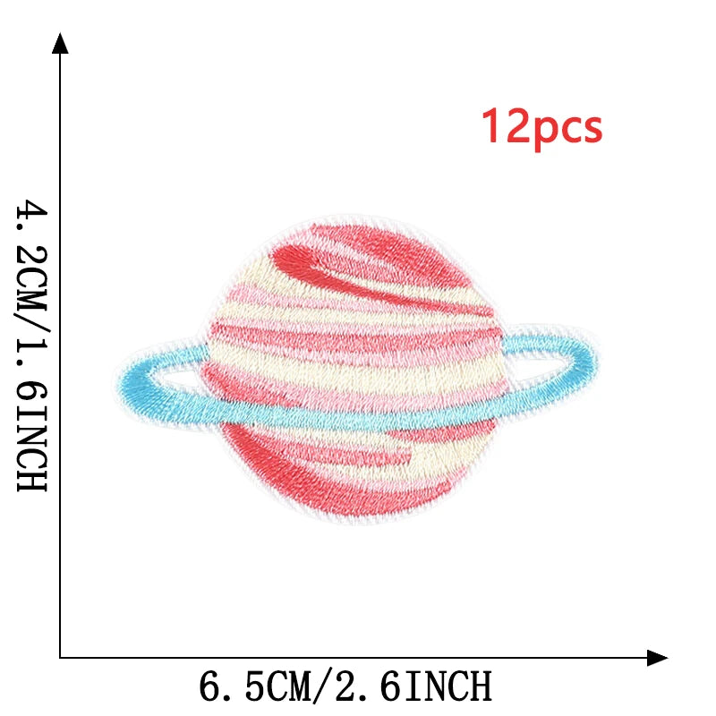 12pcs Lot Patches For Clothing Kids Boys Space Bulk Star UFO With Iron On Embroidered Diy Naszywka Thermal Parches Designer Sew