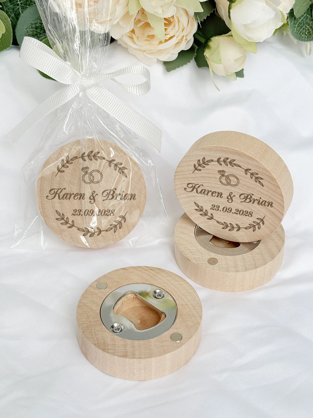 Personalized Wedding Favor Bottle Opener Fridge Magnet Wooden Magnetic Bottle Opener Party Favor Wedding Gift Souvenir for Guest