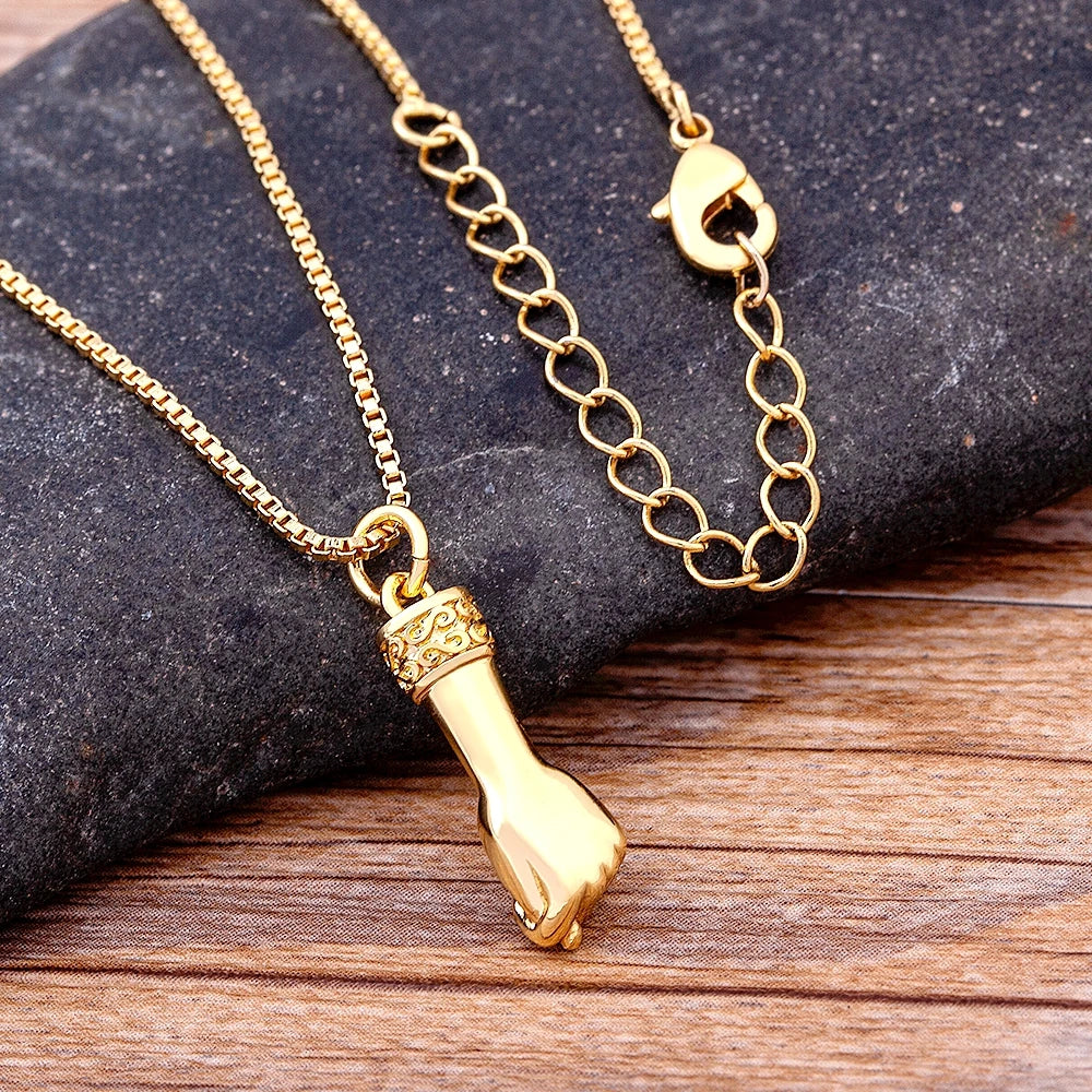 AIBEF Classic Gold Plated Copper Wristband Pendant Necklace Women Creative Design Sports Style Fashion Party Personalized Gifts