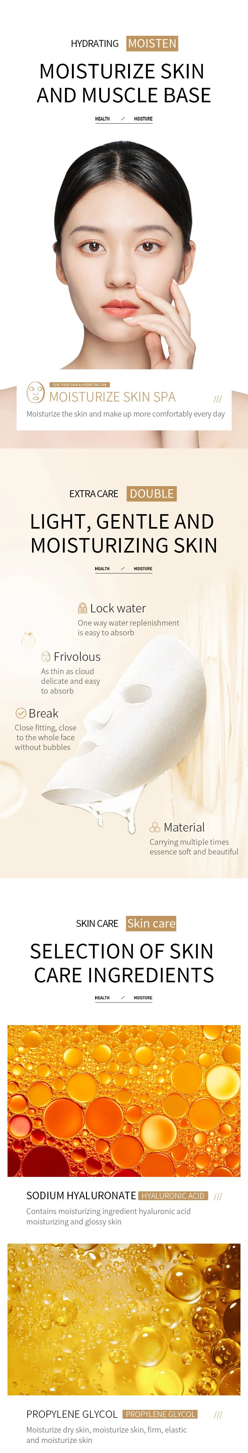 10pcs BIOAQUA Centella Collagen Face Mask Moisturizing Refreshing Sheet Masks Hyaluronic Acid Facial Mask Skin Care Products