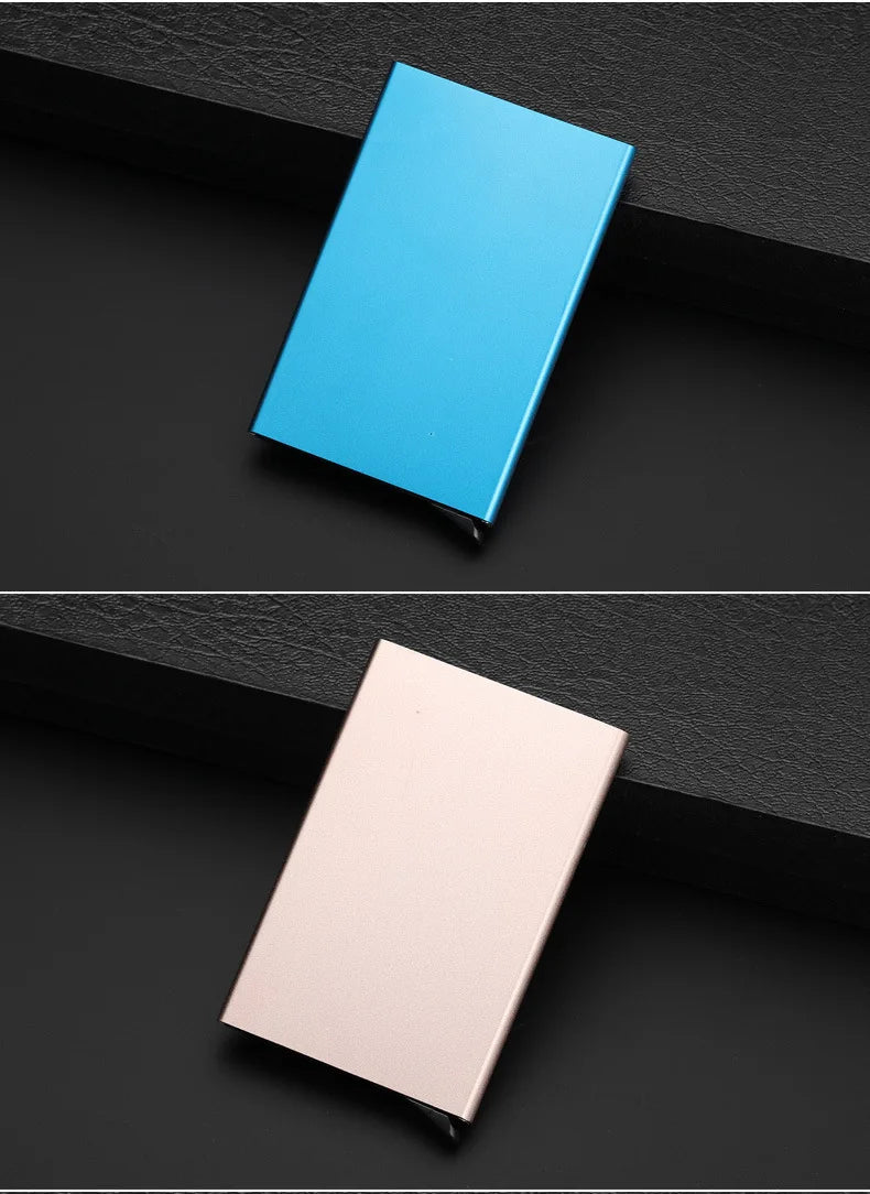 Anti-theft Aluminum Single Box Smart Wallet Slim RFID Fashion Clutch Pop-up Push Button Card Holder Name Card Case bank card bag