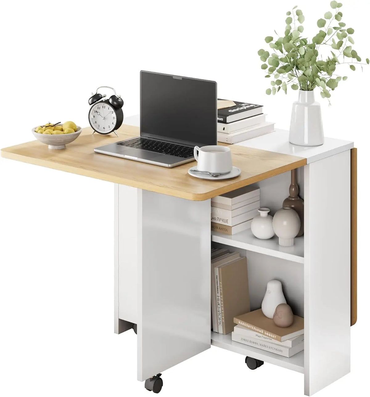 Garvee Modern Dining Tables with Drop Leaf 2 Storage