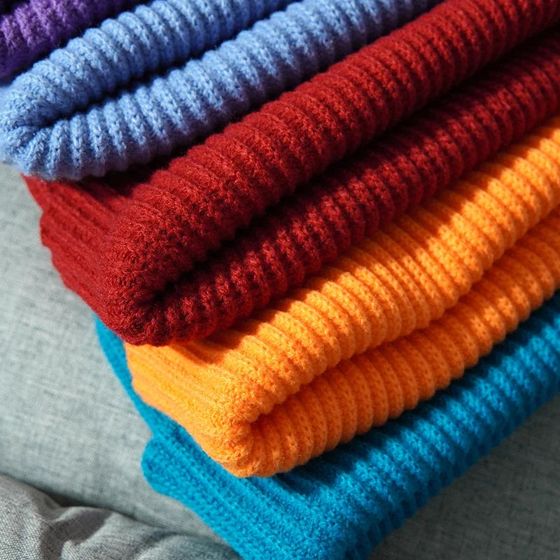 Solid Color Knitted Beanies for Women Men Winter Autumn Outdoor Keep WarmThick Skullies Hats Female Wool Gorras Hip Hop Dad Cap