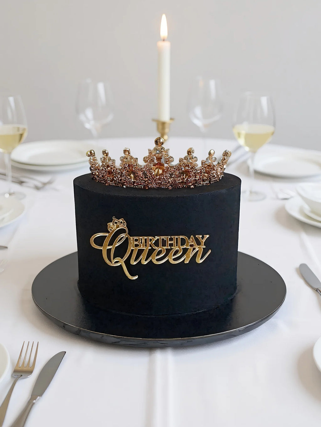 "Birthday 3pcs Queen" PMMA Cake Topper - Modern Letter Decor for Birthday/Christmas, Baking Supplies