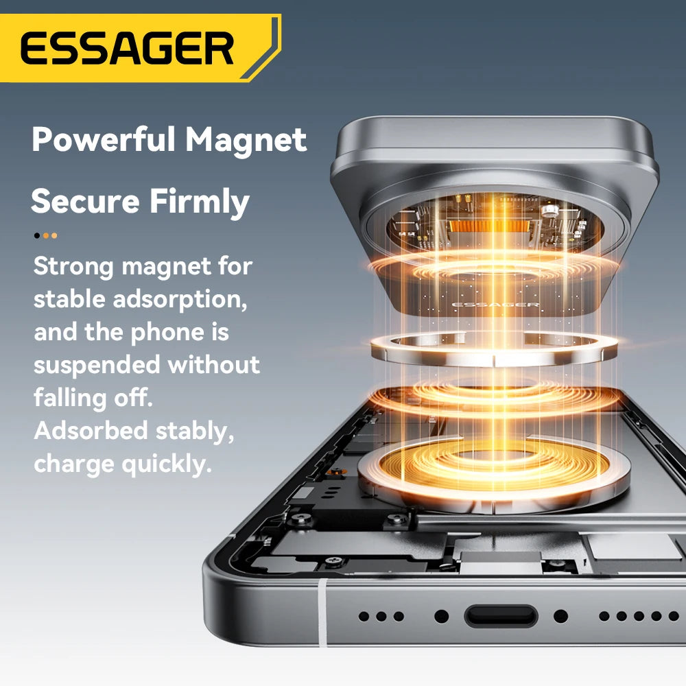 Essager Qi2 Magnetic Wireless Charger 15W 2 in 1 Foldable Fast Charging Station Holder for ihone 16 15 14 IWatch Ultra Airpods